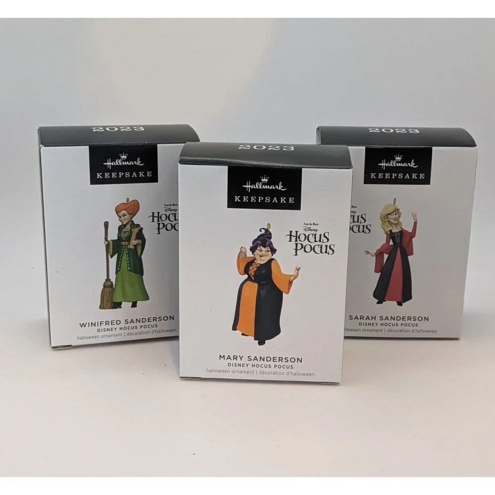 Hallmark DISNEY Hocus Pocus Ornaments, Winifred Sarah Mary Sanderson 3 Set NIB